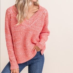Neon Orange V Neck Sweater